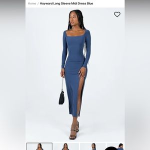 Princess Polly long sleeve midi dress in blue!